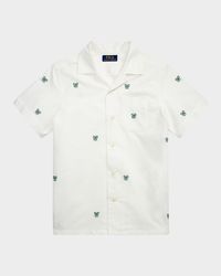 Boy's Tennis Embroidered Oxford Shirt, Size S-XL
