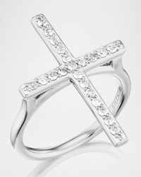 Sterling Silver Diamond Cross Statement Ring