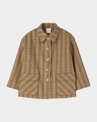 Plaid Collared Technical Jacket