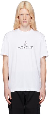 Moncler T-shirt blanc à logo contrecollé