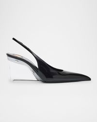 Miller Leather Clear-Wedge Pumps