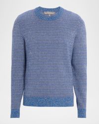 Men's Wool and Cashmere Melange Textured Crewneck Sweater