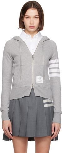 Thom Browne Gray Classic Loopback Full Zip Hoodie