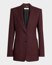 Wool Gabardine Single-Breasted Blazer Jacket
