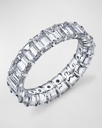 Large Platinum Eternity Band with Emerald Cut Diamonds, 8.00ct