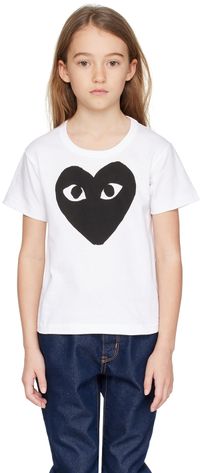 COMME des GARÇONS PLAY Kids White Large Black Heart T-Shirt