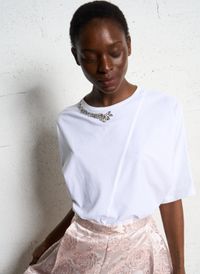 Imperial - Tee-shirt oversize à détails strass - Taille L - Blanc