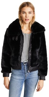 BLANKNYC Black Noise Faux Fur Coat Black L