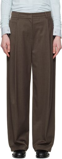 AMOMENTO Brown Wide Tuck Trousers