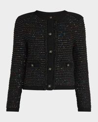 Sequin Textured-Knit Cardigan Jacket