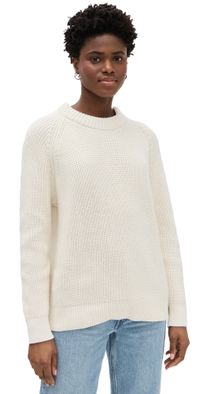 Jenni Kayne Oversized Cotton Fisherman Sweater Ivory XS