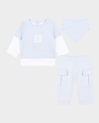 Boy's Logo-Print Three-Piece Set, Size Newborn-6M