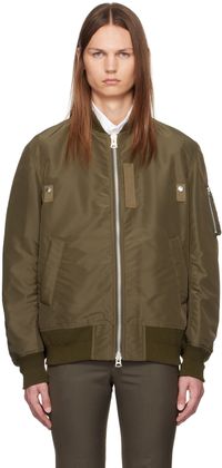 sacai Khaki Nylon Bomber Jacket