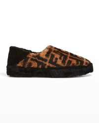 Men's FF Logo Shearling Slippers