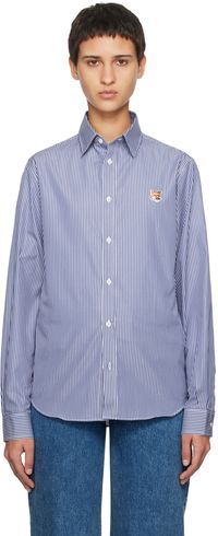 Maison Kitsuné Navy & White Fox Head Shirt