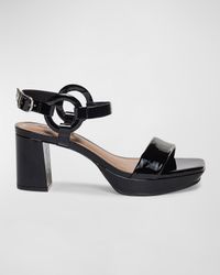 Patent Calfskin Slingback Platform Sandals