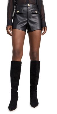 L'AGENCE Dionne Faux Leather Shorts Black 4