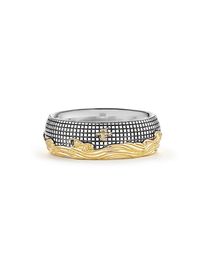 Men's Waves Band Ring with 18K Yellow Gold - Size 12
