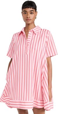 English Factory Stripe A-line Shirt Dress Pink/Red L