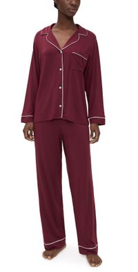 Eberjey Gisele Long Pajama Set Bordeaux/Ivory S