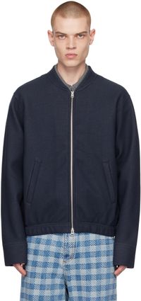 AMI Paris Navy Zipped Bomber Jacket