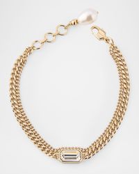 Skull and Crystal Bracelet with Pearly Drop