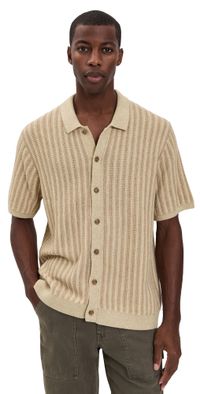 Marine Layer Graham Sweater Button Down Taupe L