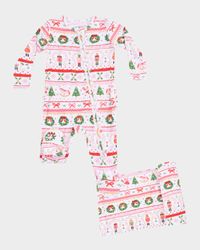 Girl's Sugar Plum Fairy Nutcracker 2-Way Zip Footie & Blanket Set, Size Newborn-9M