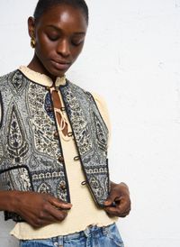 Antik Batik - Gilet col rond en coton - Taille L - Noir