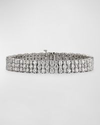 18K White Gold Diamond 3 Row Line Bracelet, 15.84tcw, 7"L