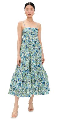 ALÉMAIS Pam Tiered Midi Dress Blue 8