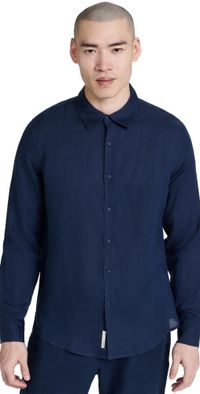 Onia Air Linen Long Sleeve Shirt Deep Navy XL