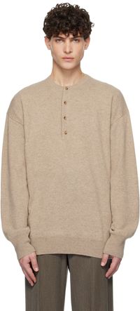 YLÈVE Beige Cashmere Henley