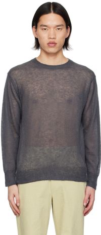 AURALEE Gray Sheer Sweater
