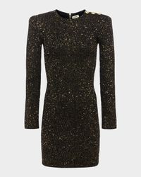 Cherry Sequined Long-Sleeve Mini Dress