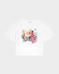 Girl's Logo-Print Multicolor Floral-Print T-Shirt, Size 4-6
