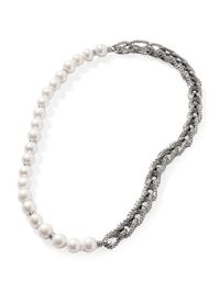 Women's Asli Sterling Silver & Freshwater Pearl Chain Necklace - Silver - Size 18