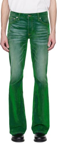 COÛT DE LA LIBERTÉ Jean évasé Jimmy vert en denim extensible floqué