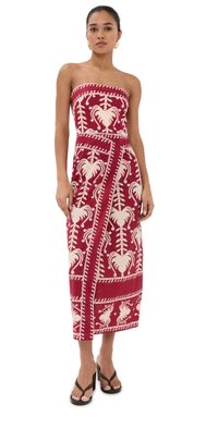 Johanna Ortiz Ancient Peru Ankle Dress Dark Cherry/Ecru 8