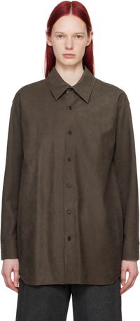 AURALEE Brown Oversized Leather Shirt