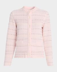 Seersucker Knit Crewneck Cardigan