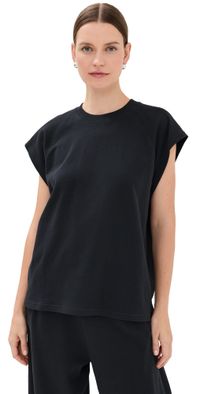 Tibi Summer Sweatshirting Sleeveless Easy Top Black S