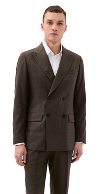 Knickerbocker Miles Tropical Wool Double Breasted Suit Coffee 42