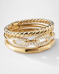 Stax Three Row Ring with Diamonds in 18K Gold, 9.5mm