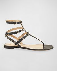 Rockstud Flat Thong Sandals, Black