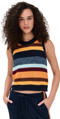 The Upside Nelson Knit Crop Sweater Vest Stripe L