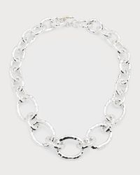 Short Hammered Bastille Necklace in Sterling Silver
