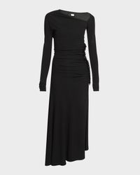 Off-Shoulder Asymmetric Midi Dress with Beaded Detail