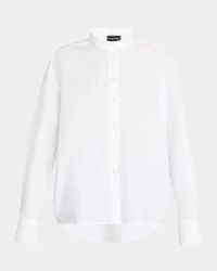 Band-Collar Cotton Poplin Shirt