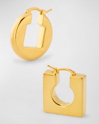 Les Boucles Rond Carre Earrings, Light Gold